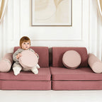 Corduroy Modular Play Sofa with Soft Rounded Blocks and Convertible Layouts