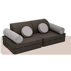 Corduroy Modular Play Sofa with Soft Rounded Blocks and Convertible Layouts