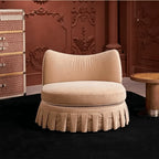 Cream Beige Ruffle Skirt Sofa Series with Curved Shelter Back
