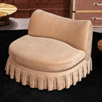 Cream Beige Ruffle Skirt Sofa Series with Curved Shelter Back