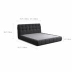 Cream Boucle Bed with Inset Mattress and Rounded Channel Tufting