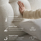 Cream Boucle Bed with Inset Mattress and Rounded Channel Tufting