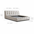 Cream Boucle Bed with Inset Mattress and Rounded Channel Tufting Dimensions