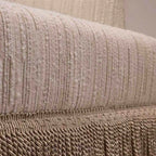 Cream Boucle Fringe Chair with Sculpted Curves for Bedroom Lounge