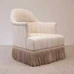 Cream Boucle Fringe Chair with Sculpted Curves for Bedroom Lounge Main Product Image
