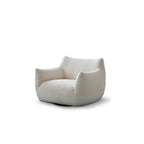 Cream Boucle Lounge Chair with 360° Swivel Design