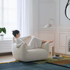 Cream Boucle Lounge Chair with 360° Swivel Design