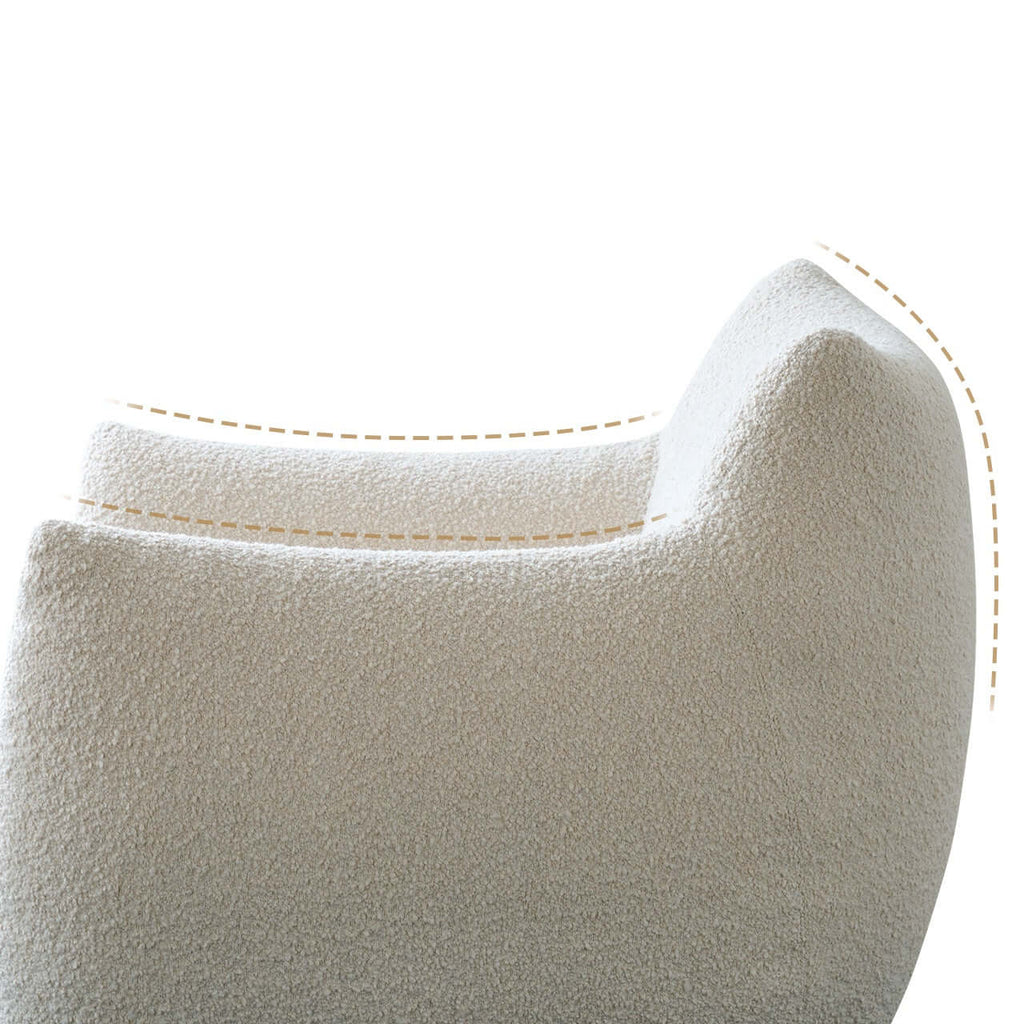 Cream Boucle Lounge Chair with 360° Swivel Design