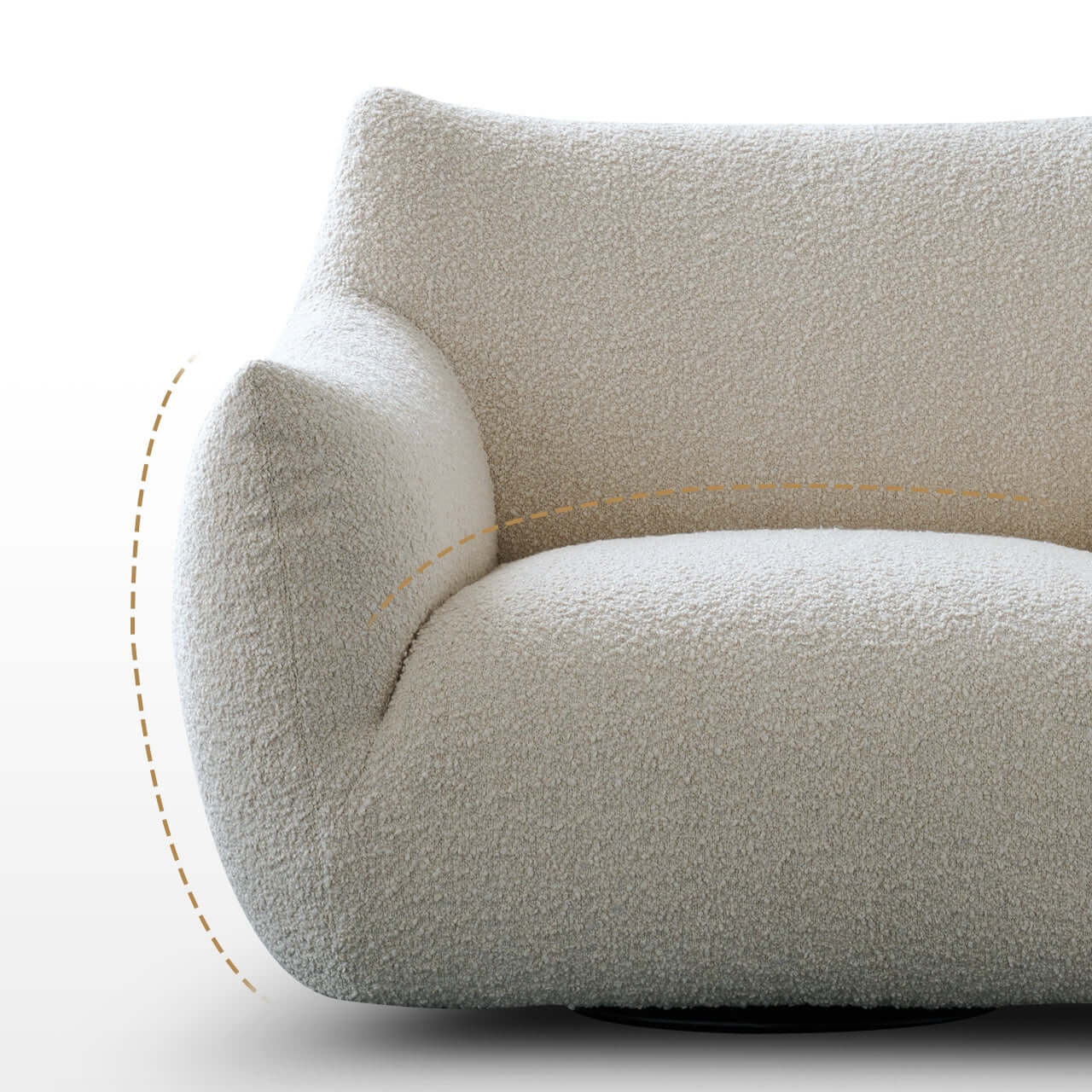 Cream Boucle Lounge Chair with 360° Swivel Design