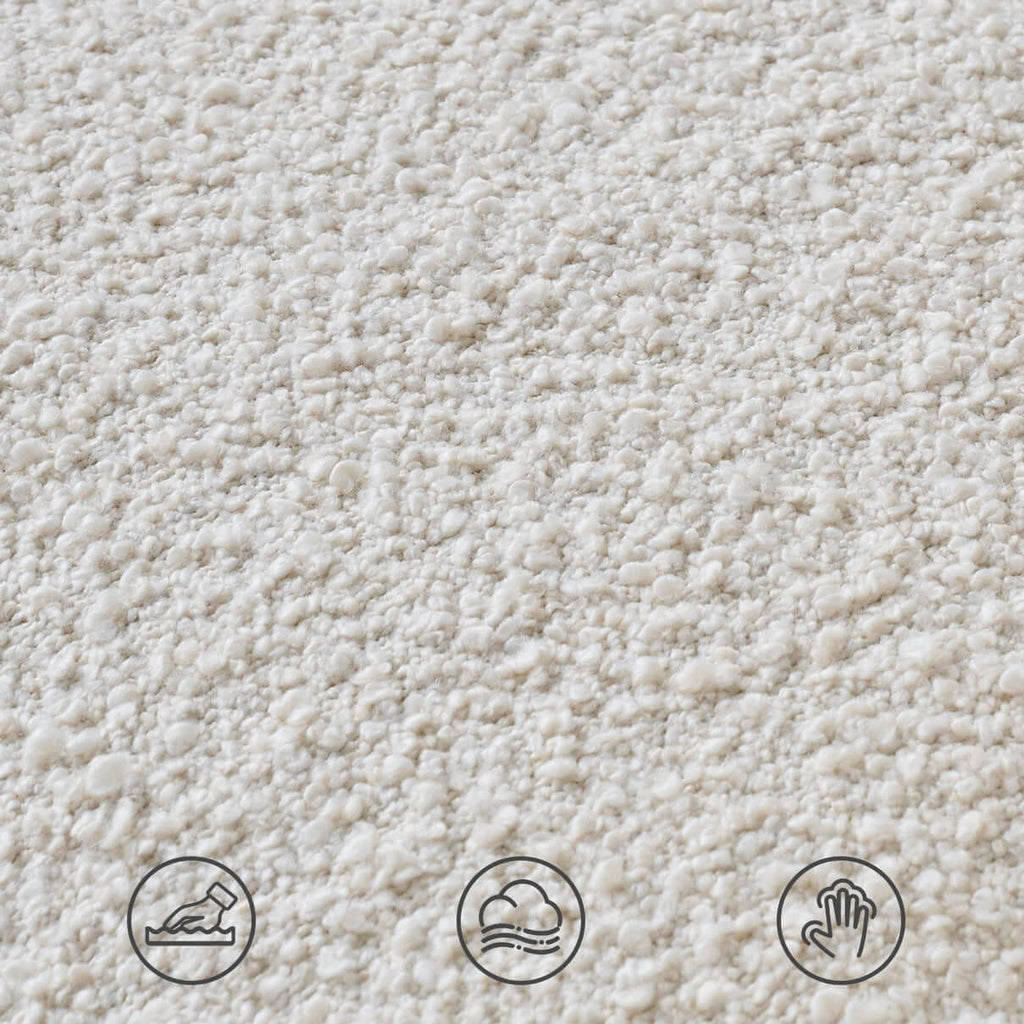 Cream Boucle Lounge Chair with 360° Swivel Design