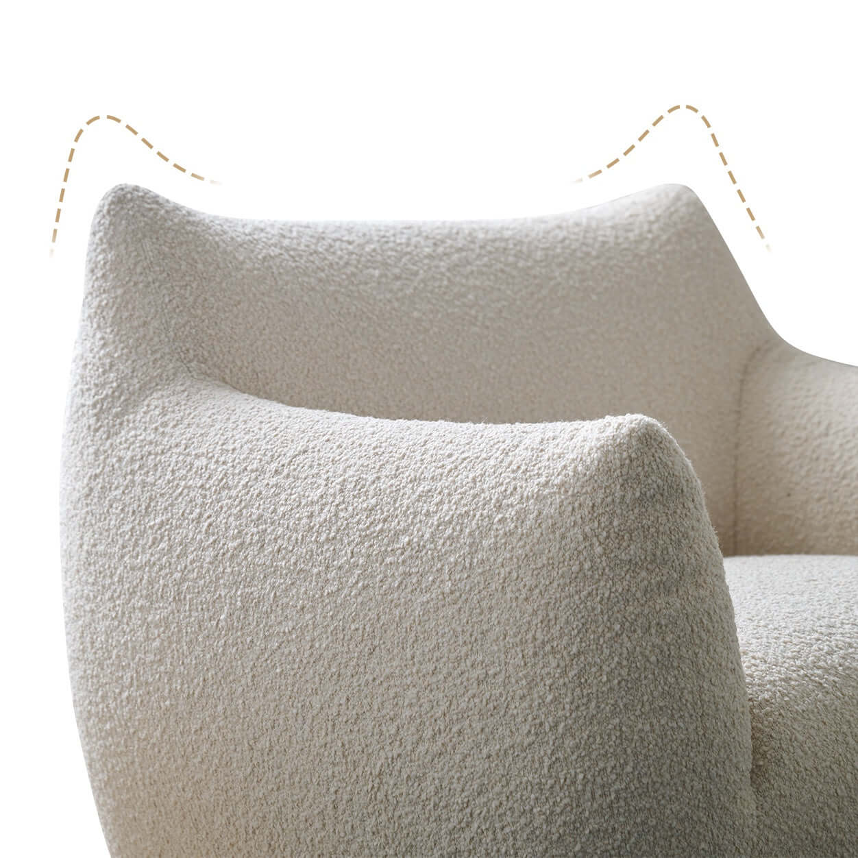 Cream Boucle Lounge Chair with 360° Swivel Design
