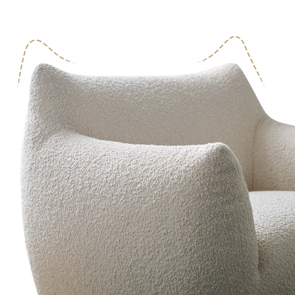 Cream Boucle Lounge Chair with 360° Swivel Design