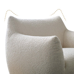 Cream Boucle Lounge Chair with 360° Swivel Design