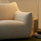 Cream Boucle Lounge Chair with 360° Swivel Design