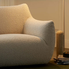 Cream Boucle Lounge Chair with 360° Swivel Design