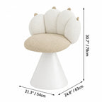 Cream Boucle Swivel Vanity Stool with Cat Paw Back and Steel Base Dimensions