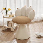 Cream Boucle Swivel Vanity Stool with Cat Paw Back and Steel Base Main Product Image