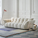 Cream Chenille Petal Sofa with Sculpted Back and Modular Lounge Forms