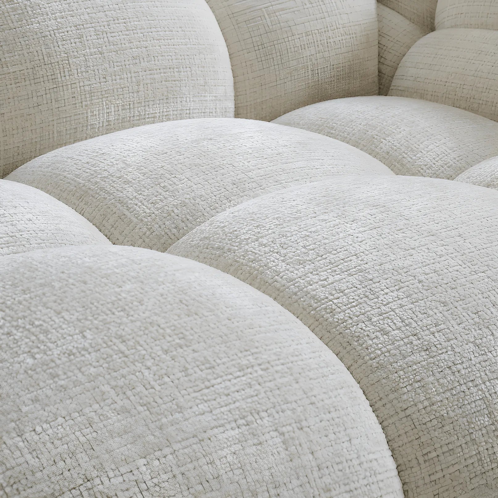 Cream Chenille Petal Sofa with Sculpted Back and Modular Lounge Forms