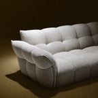 Cream Chenille Petal Sofa with Sculpted Back and Modular Lounge Forms