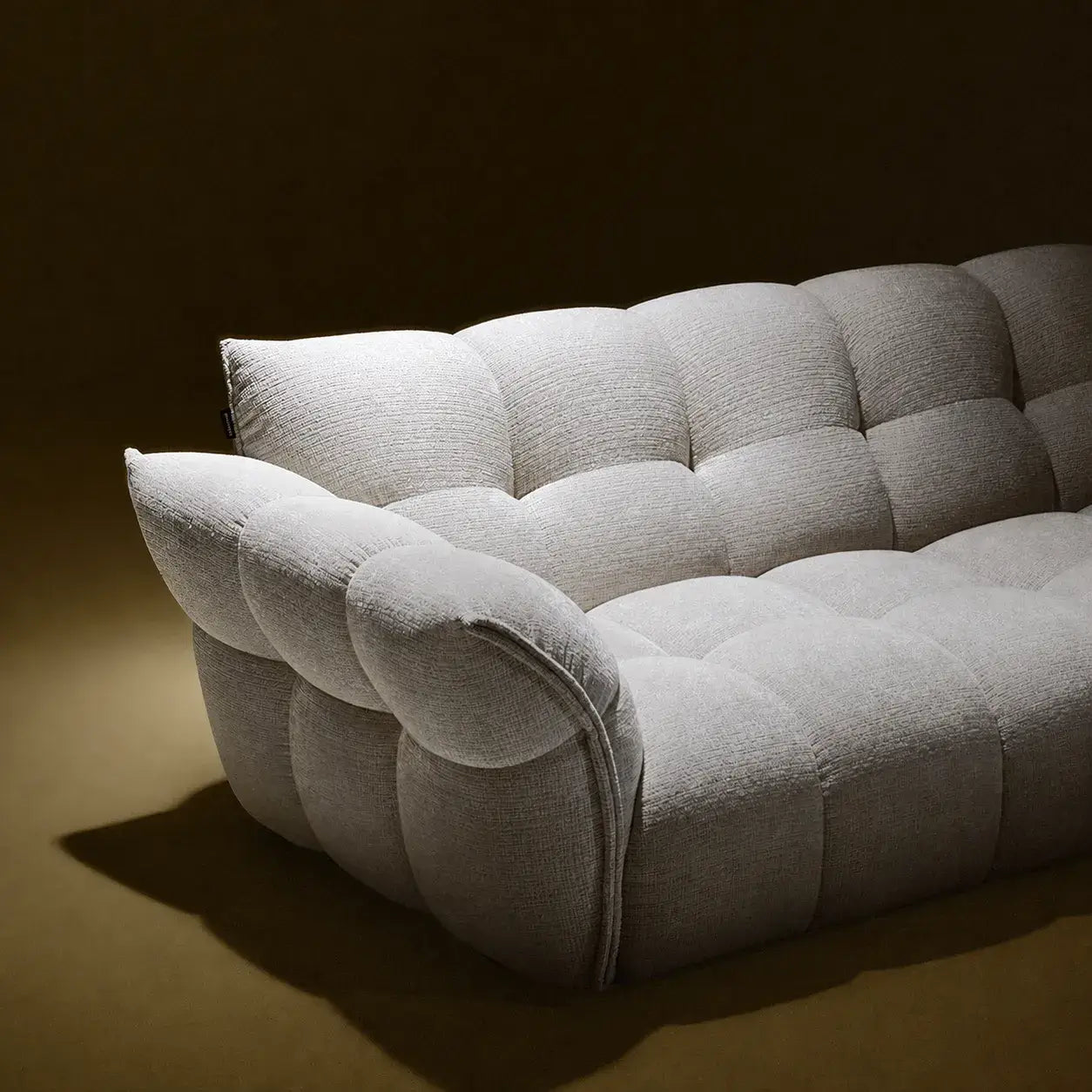 Cream Chenille Petal Sofa with Sculpted Back and Modular Lounge Forms