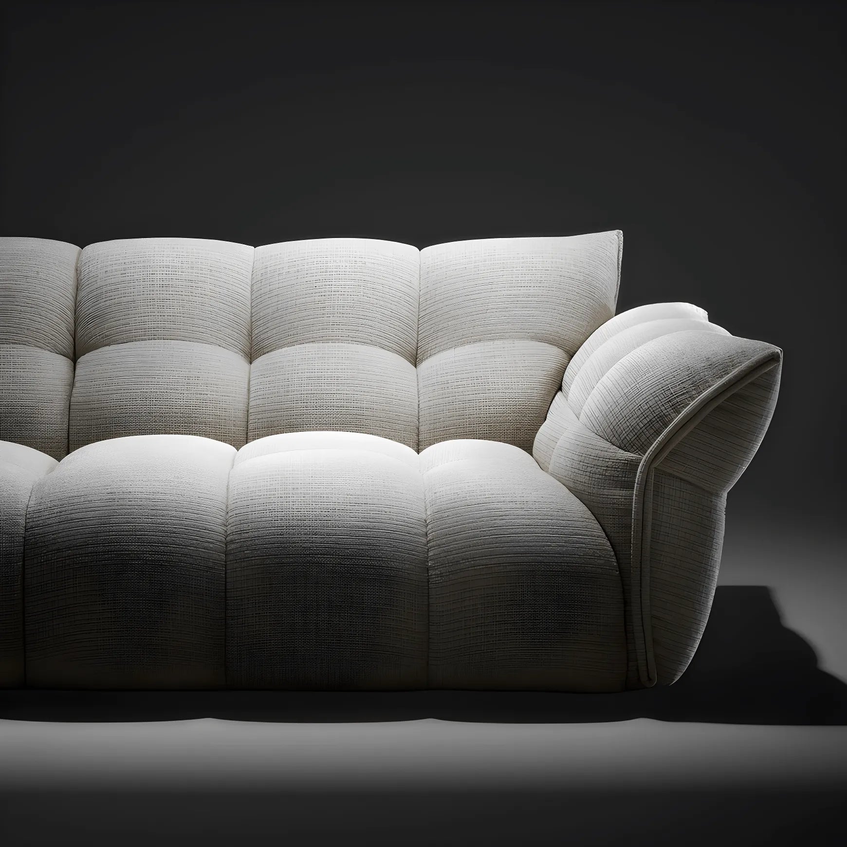 Cream Chenille Petal Sofa with Sculpted Back and Modular Lounge Forms