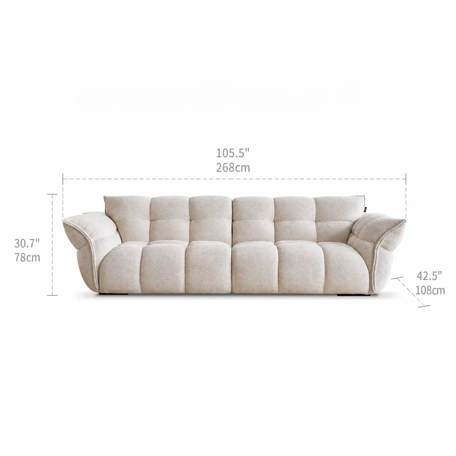 Cream Chenille Petal Sofa with Sculpted Back and Modular Lounge Forms Dimensions