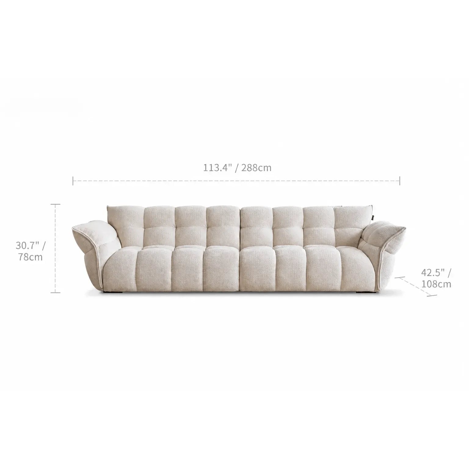 Cream Chenille Petal Sofa with Sculpted Back and Modular Lounge Forms Dimensions