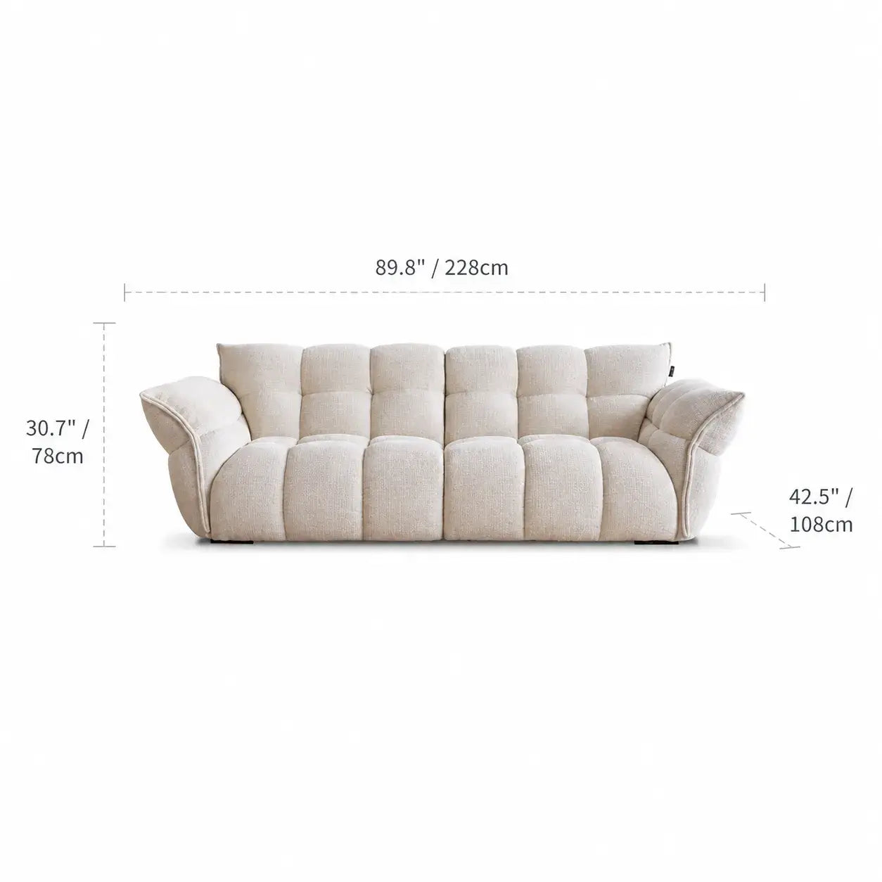 Cream Chenille Petal Sofa with Sculpted Back and Modular Lounge Forms Dimensions