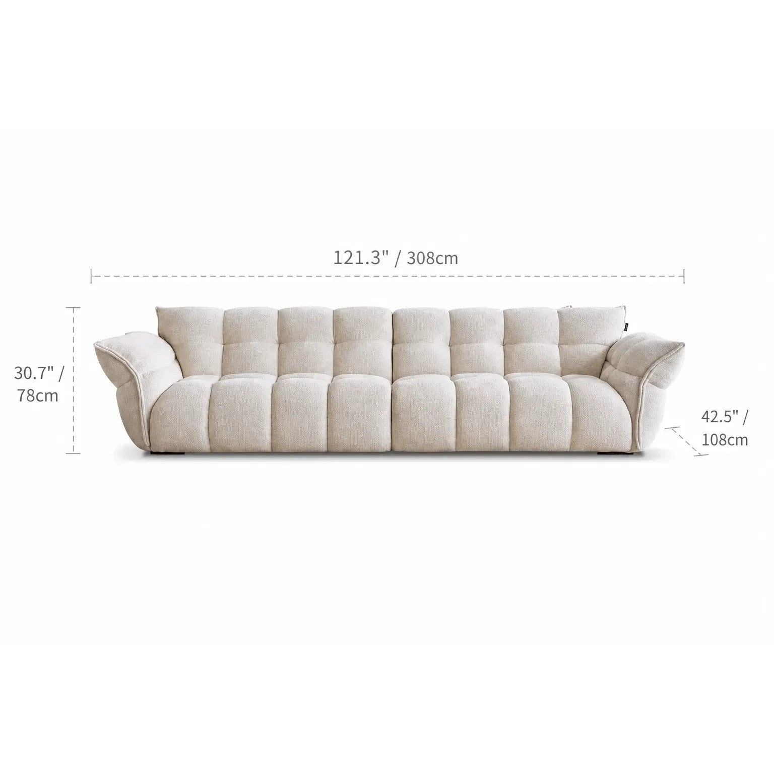Cream Chenille Petal Sofa with Sculpted Back and Modular Lounge Forms Dimensions