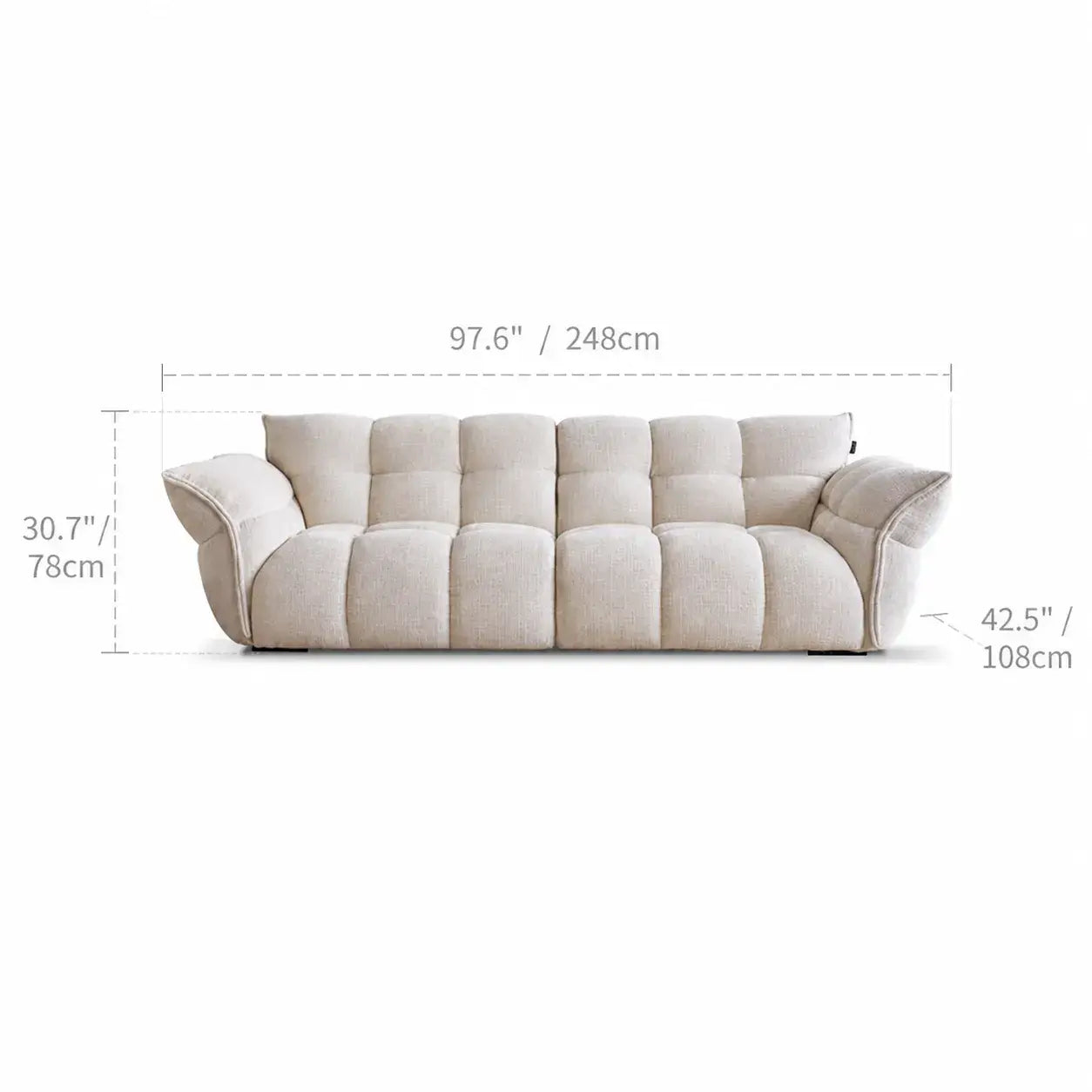 Cream Chenille Petal Sofa with Sculpted Back and Modular Lounge Forms Dimensions