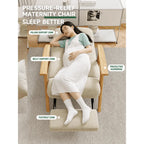 Cream Chenille Pregnancy Office Chair With Adjustable Recline and Ottoman