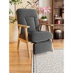 Cream Chenille Pregnancy Office Chair With Adjustable Recline and Ottoman