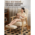Cream Chenille Pregnancy Office Chair With Adjustable Recline and Ottoman