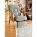 Cream Chenille Pregnancy Office Chair With Adjustable Recline and Ottoman