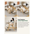 Cream Chenille Pregnancy Office Chair With Adjustable Recline and Ottoman