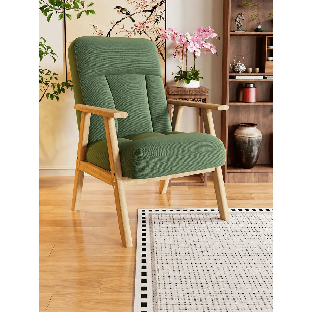 Cream Chenille Pregnancy Office Chair With Adjustable Recline and Ottoman