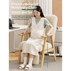Cream Chenille Pregnancy Office Chair With Adjustable Recline and Ottoman