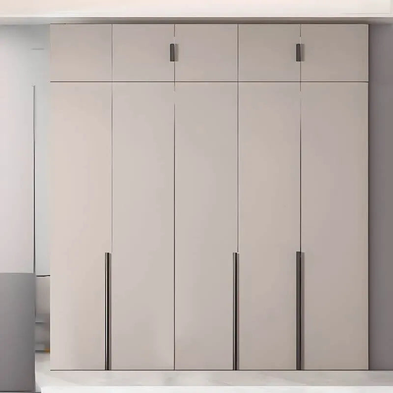 Cream Minimalist Wood Wardrobe Armoire With Soft-Close Storage