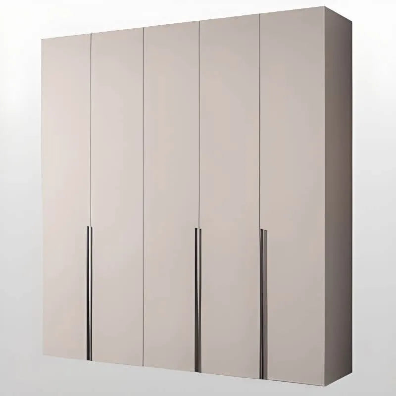 Cream Minimalist Wood Wardrobe Armoire With Soft-Close Storage