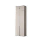 Cream Minimalist Wood Wardrobe Armoire With Soft-Close Storage
