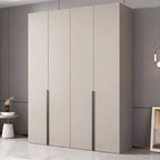 Cream Minimalist Wood Wardrobe Armoire With Soft-Close Storage