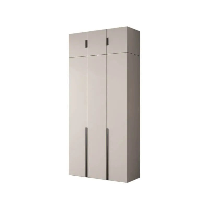 Cream Minimalist Wood Wardrobe Armoire With Soft-Close Storage