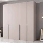 Cream Minimalist Wood Wardrobe Armoire With Soft-Close Storage