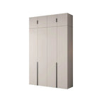 Cream Minimalist Wood Wardrobe Armoire With Soft-Close Storage