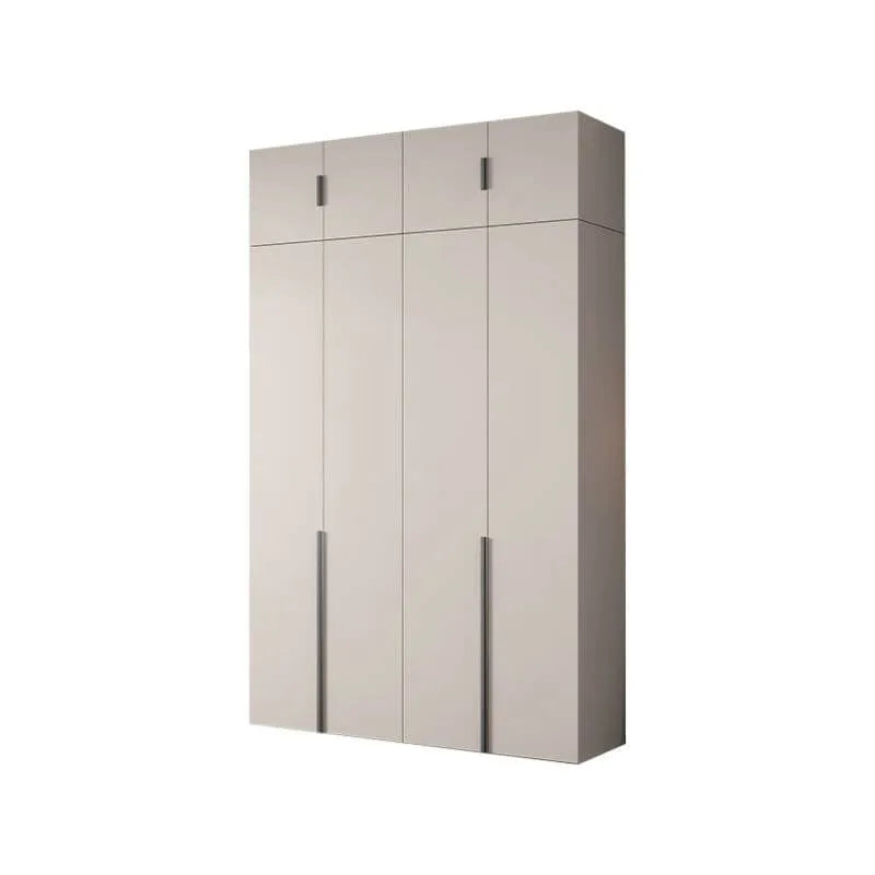 Cream Minimalist Wood Wardrobe Armoire With Soft-Close Storage