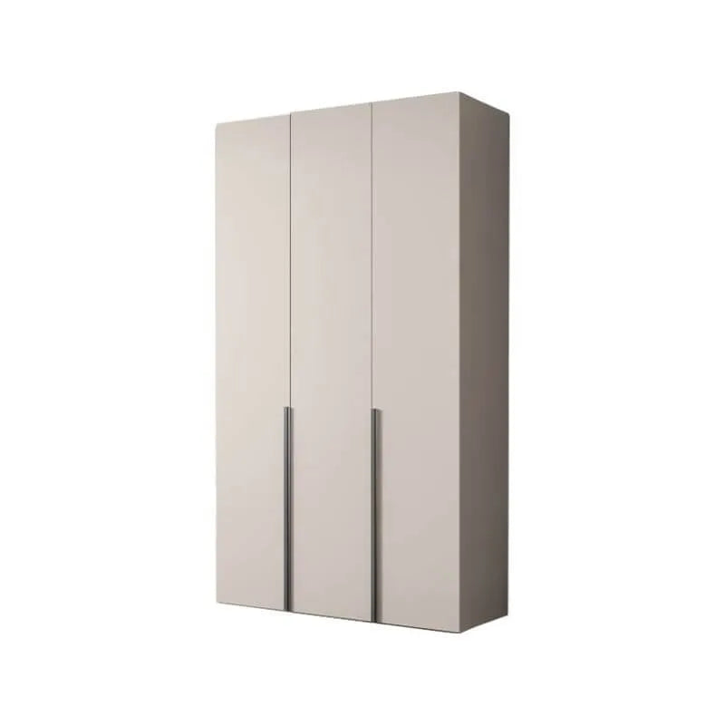 Cream Minimalist Wood Wardrobe Armoire With Soft-Close Storage