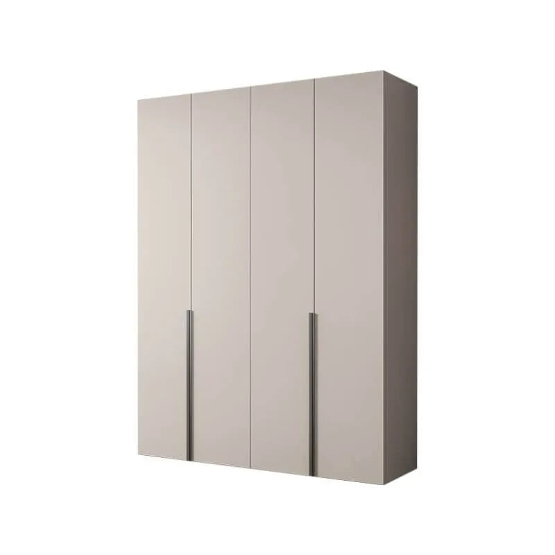 Cream Minimalist Wood Wardrobe Armoire With Soft-Close Storage