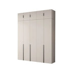 Cream Minimalist Wood Wardrobe Armoire With Soft-Close Storage