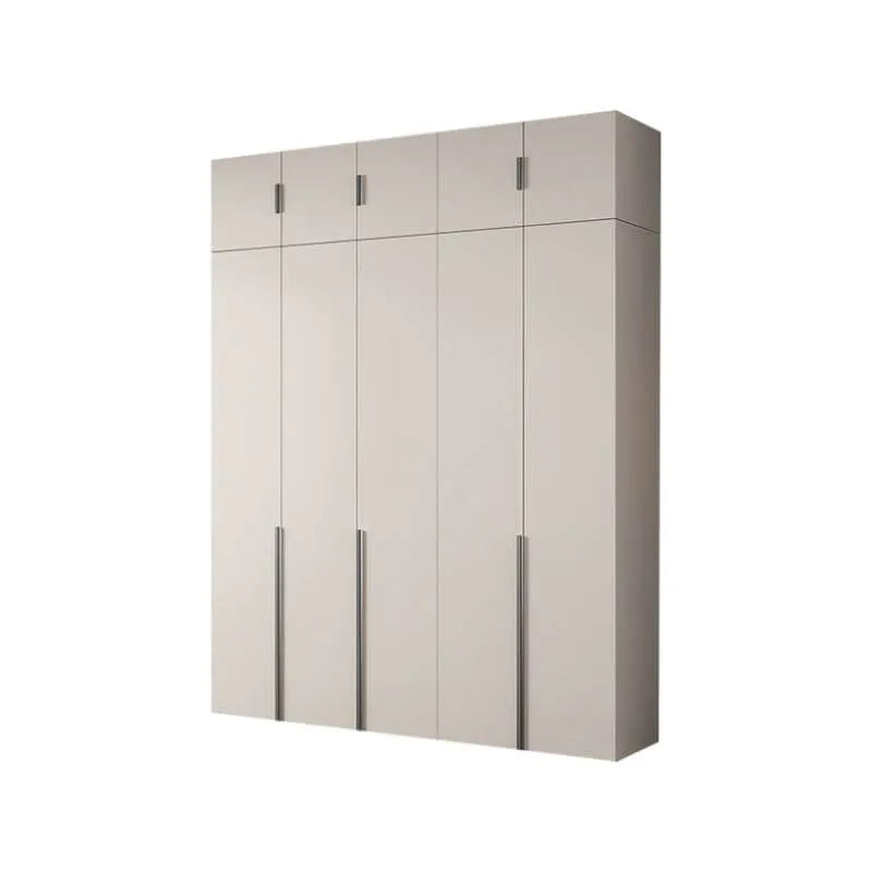 Cream Minimalist Wood Wardrobe Armoire With Soft-Close Storage